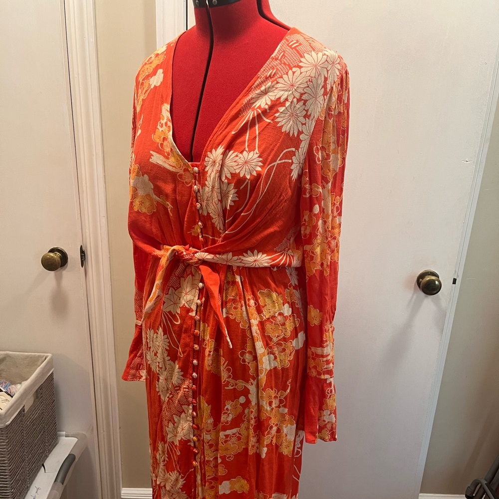 Free People Red Floral Dress